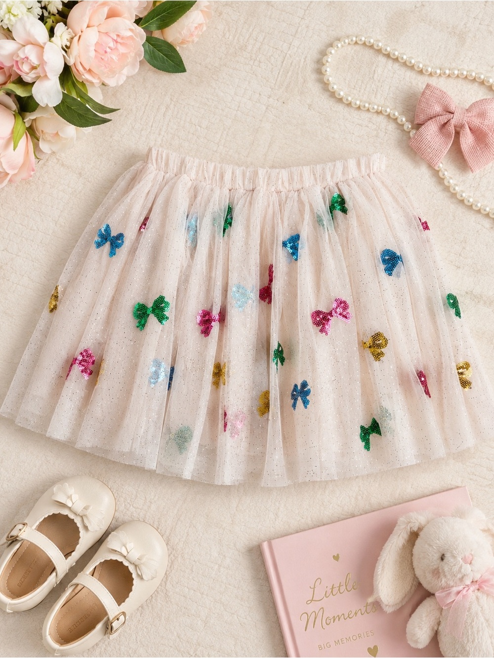 Konges Sløjd Yvonne Bow Skirt Girls 2Y Tulle Sequin Bow Party Skirt NWT
